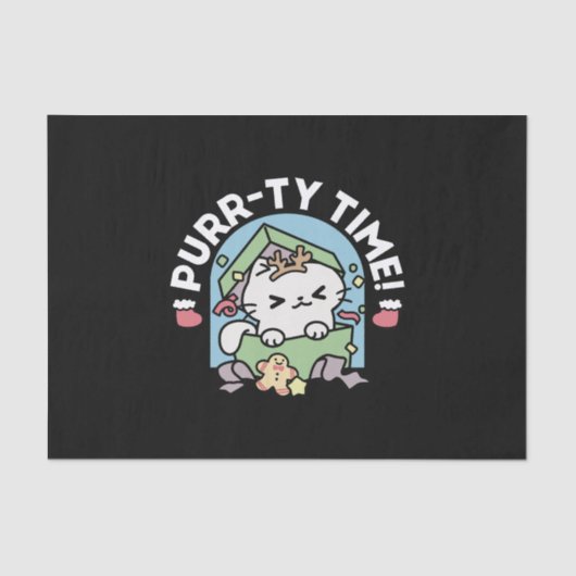 クリスマスお祝いとパーティタイムキャット 薄葉紙 (正面)