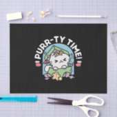 クリスマスお祝いとパーティタイムキャット 薄葉紙 (クラフト)