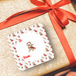 クリスマスお祝いとヨークシャーテリアパターン スクエアシール
