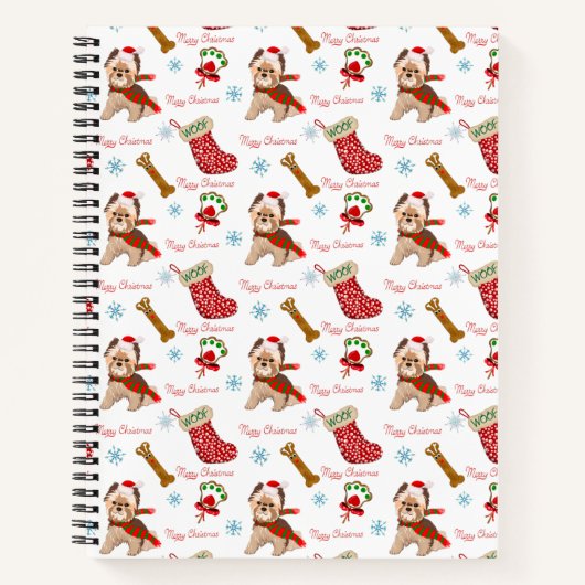 クリスマスお祝いとヨークシャーテリア ノートブック (正面)