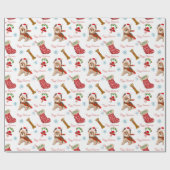 クリスマスお祝いとヨークシャーテリア ラッピングペーパー (フラット)