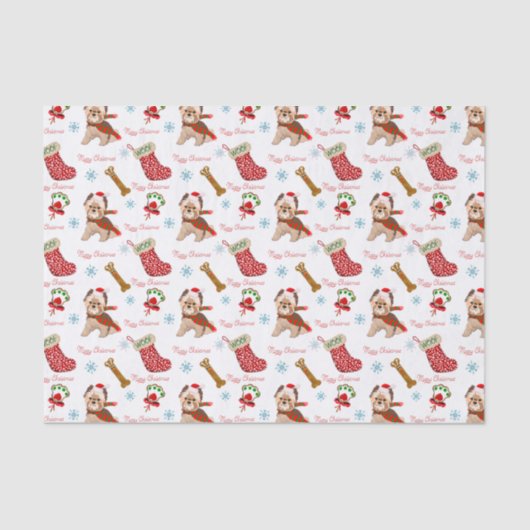 クリスマスお祝いとヨークシャーテリア 薄葉紙 (正面)