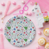 クリスマスお祝いの水色 ペーパープレート (パーティー)