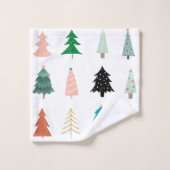 クリスマスお祝いアートワークChristmas trees White バスタオルセット (ウォッシュタオル)