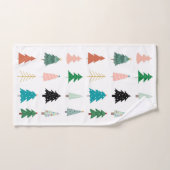 クリスマスお祝いアートワークChristmas trees White バスタオルセット (ハンドタオル)