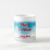 クリスマスお祝いサンタクロースpugペットドッグ名 コーヒーマグカップ (中央)