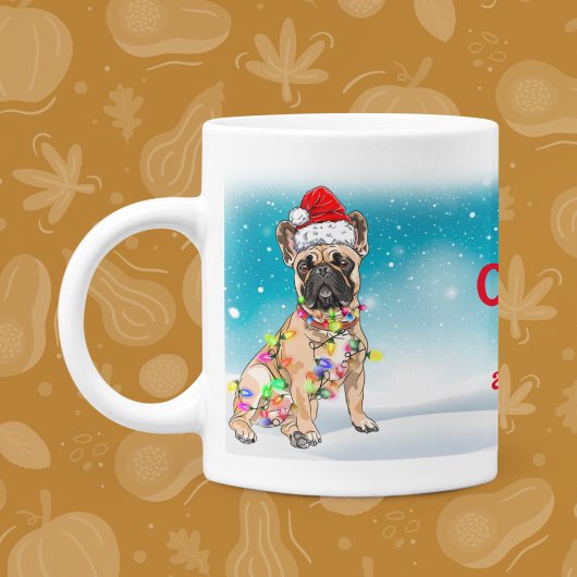 クリスマスお祝いサンタクロースpugペットドッグ名 コーヒーマグカップ