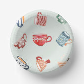 クリスマスお祝いパーティーパターンかわいい青い赤 ペーパーボウル (正面)