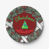 クリスマスお祝いパーティープレート ペーパープレート (正面)