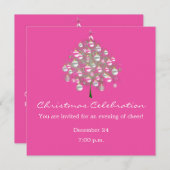クリスマスお祝いピンクをテーマにした招待状 招待状 (正面/裏面)