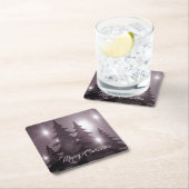 クリスマスお祝いピンクツリーズパープルエレガント スクエアペーパーコースター (インサイチュ)