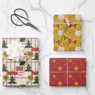 クリスマスお祝いラッピング紙セット3 ラッピングペーパーシート
