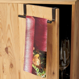 クリスマスお祝いレッドキャンドル冬の休日 キッチンタオル