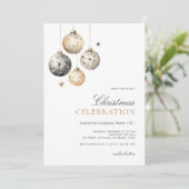 クリスマスお祝い企業のオフィスパーティー金ゴールド 招待状 (スタンド正面)