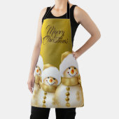 クリスマスお祝い金ゴールド雪だるまウィンターホリデー エプロン (インサイチュ)