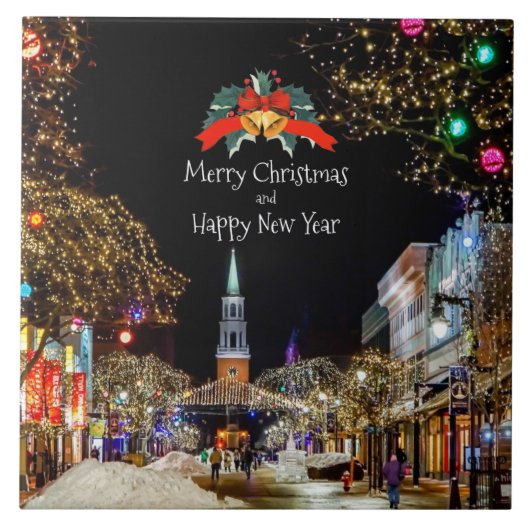 クリスマスお祝い、明るいライトとボーブル タイル (正面)