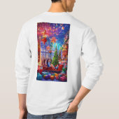 クリスマスお祝いTシャツとカラーのスプラッシュ Tシャツ (裏面)