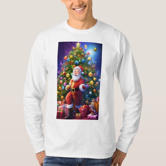 クリスマスお祝いTシャツとカラーのスプラッシュ Tシャツ (正面)