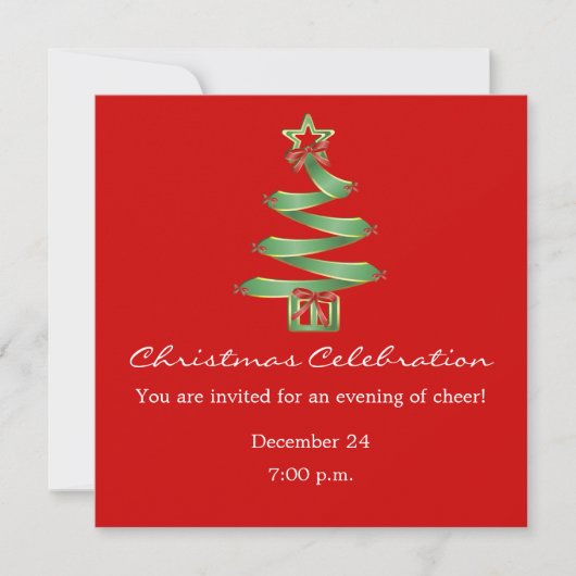 クリスマスお祝いXマスツリー 招待状 (正面)