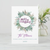 クリスマスお腹のリース モノグラム 白 招待状 (スタンド正面)