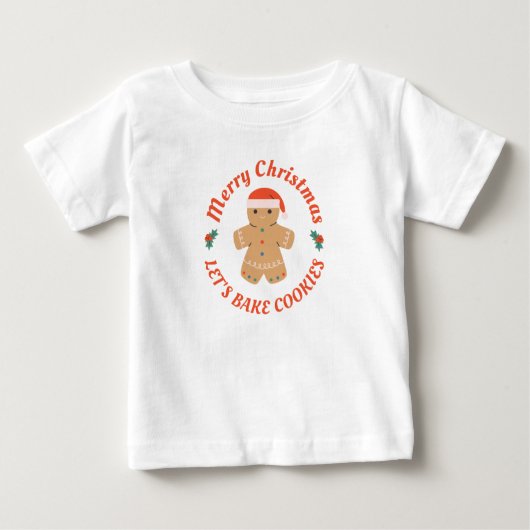 クリスマスお菓子作り ジンジャーブレッドマン ベビーTシャツ (正面)