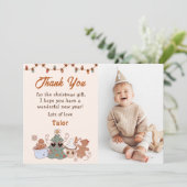 クリスマスお菓子 誕生日 フォト サンクス カード (スタンド正面)