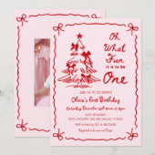 クリスマスお誕生日記念写真 招待状 (正面/裏面)