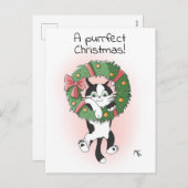 クリスマスからぶらぶらしている可愛い漫画リース シーズンポストカード (正面/裏面)