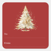 クリスマスから雪の赤い木 スクエアシール (正面)