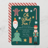 クリスマスかわいいおもしろいお洒落誕生日 招待状 (正面/裏面)