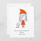 クリスマスかわいいおもしろいサンタ・ガール猫あいさつ シーズンカード (正面/裏面)