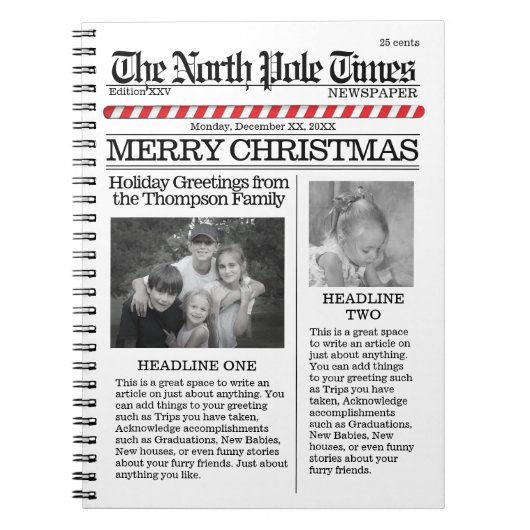 クリスマスかわいいおもしろい北極新聞 ノートブック (正面)