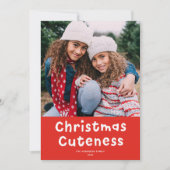 クリスマスかわいいおもしろい赤い休日の写真 シーズンカード (正面)