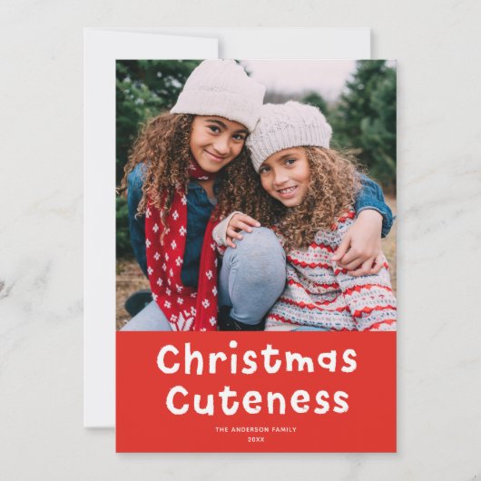 クリスマスかわいいおもしろい赤い休日の写真 シーズンカード (正面)