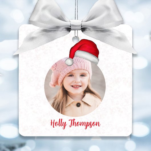 クリスマスかわいいお洒落サンタハットの写真 セラミックオーナメント