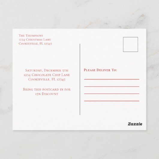 クリスマスかわいいお洒落スウィートクッキー交換 ポストカード (裏面)