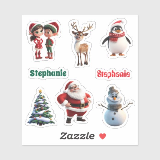 クリスマスかわいいアニメパーソナライズされたーション シール (シート)