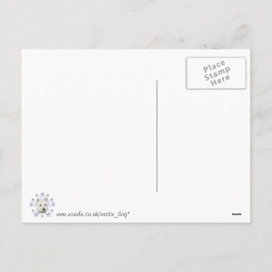 クリスマスかわいいウェスティドッグアートとスノーフレーク シーズンポストカード (裏面)