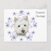 クリスマスかわいいウェスティドッグアートとスノーフレーク シーズンポストカード (正面)