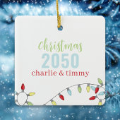 クリスマスかわいいカラフルフォトホリデー文字列ライト セラミックオーナメント