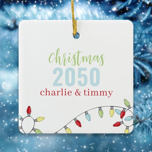 クリスマスかわいいカラフルフォトホリデー文字列ライト セラミックオーナメント