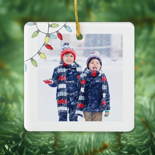 クリスマスかわいいカラフルフォトホリデー文字列ライト セラミックオーナメント