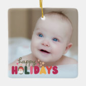 クリスマスかわいいカラフルモダン休日 セラミックオーナメント (正面)