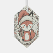 クリスマスかわいいキツネ ガラスオーナメント (正面右)