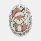 クリスマスかわいいキツネ ガラスオーナメント (正面左)