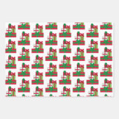 クリスマスかわいいクマの休日プレゼント雪の結晶 ラッピングペーパーシート (正面2)