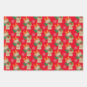 クリスマスかわいいクマの休日プレゼント雪の結晶 ラッピングペーパーシート (正面)