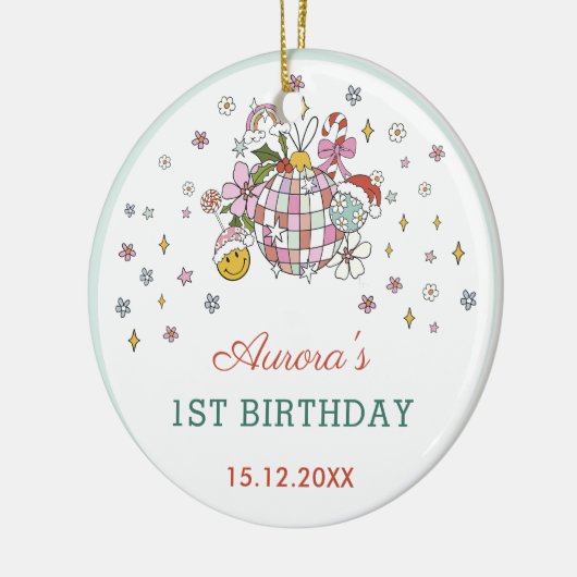 クリスマスかわいいグルービーボール誕生日パーティー セラミックオーナメント (左)