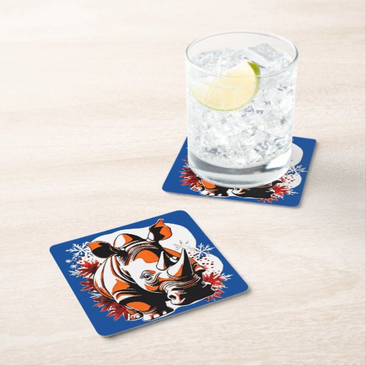 クリスマスかわいいサイ スクエアペーパーコースター (インサイチュ)