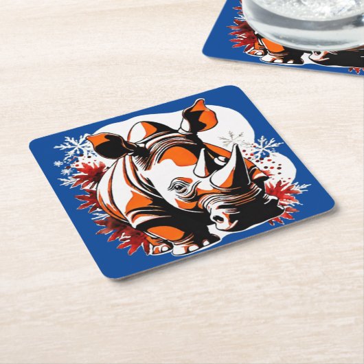 クリスマスかわいいサイ スクエアペーパーコースター (アングル)